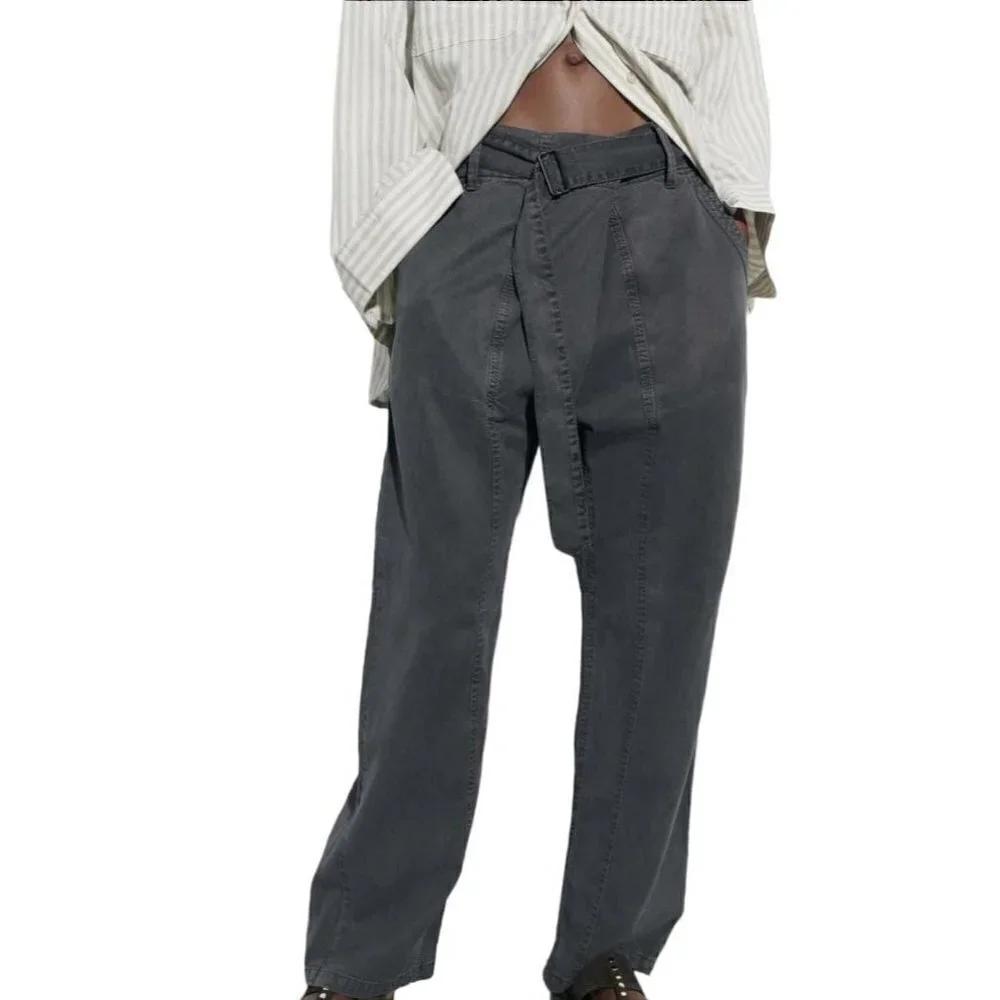 ZARA BELTED UTILITY TROUSERS ANTHRACITE GREY SIZE S | 4877/053/807_2